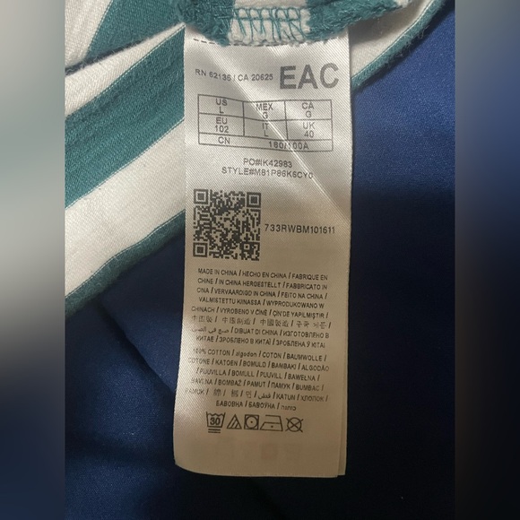 GUESS Shirt Mens Size L Green White Striped Los Angeles Originals Graphic Print - Picture 3 of 11